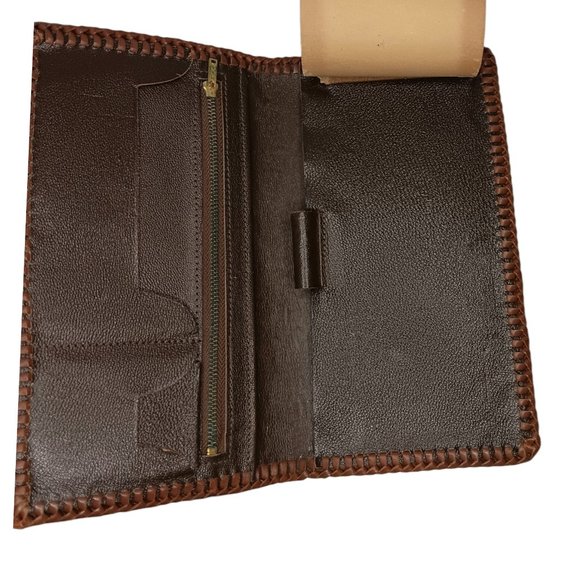 SOLD - Handtooled Leather Wallet Notepad Holder With Robinson Reminder Insert - Picture 7 of 7